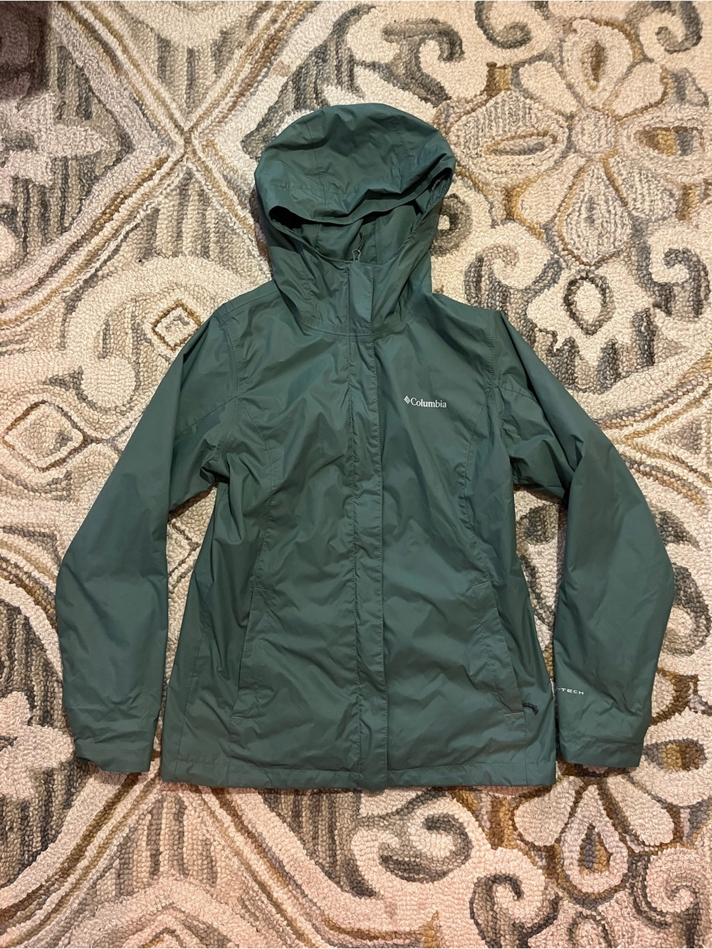 Columbia Hooded Rain Jacket - Dark Green